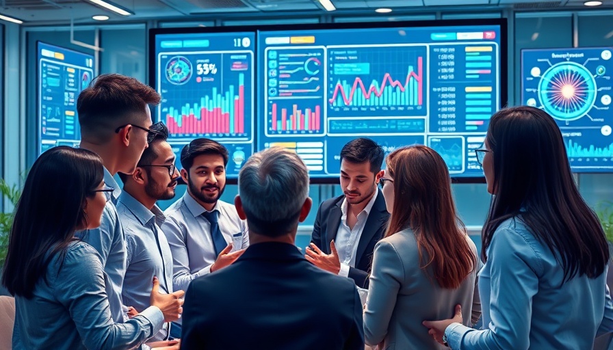 Professionals discussing 'Build vs Buy for Enterprise AI' strategy in office.