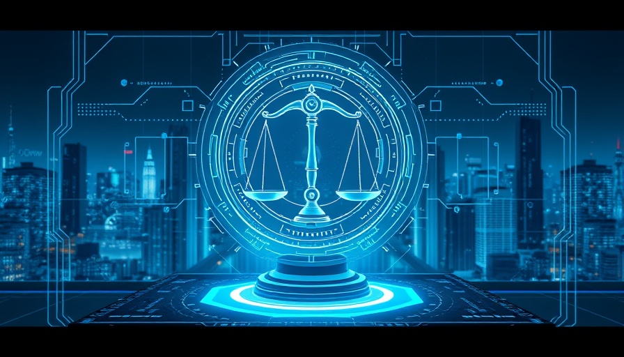 Abstract AI judge in futuristic digital interface for fair judgment