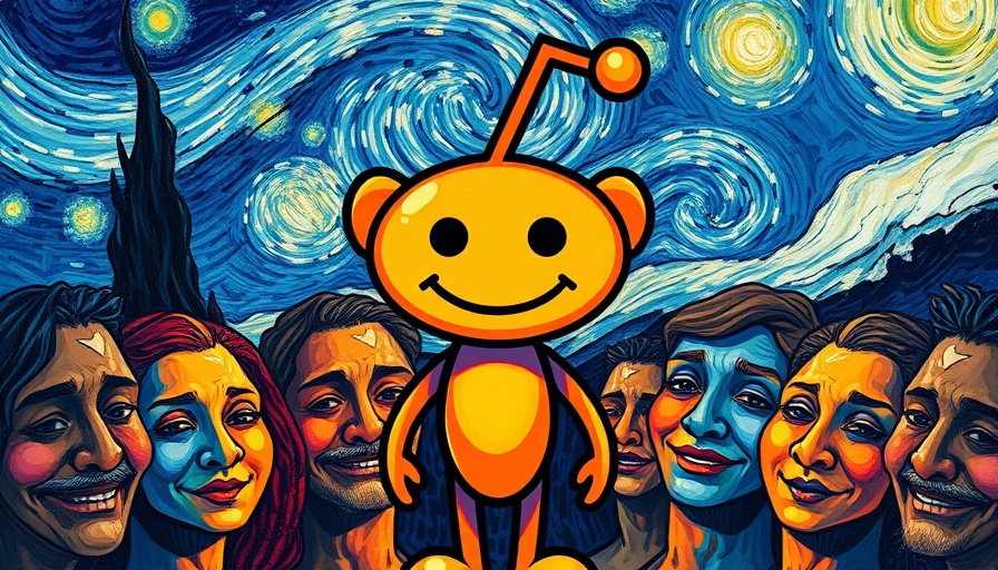 Artistic Reddit mascot in Starry Night style for marketing.