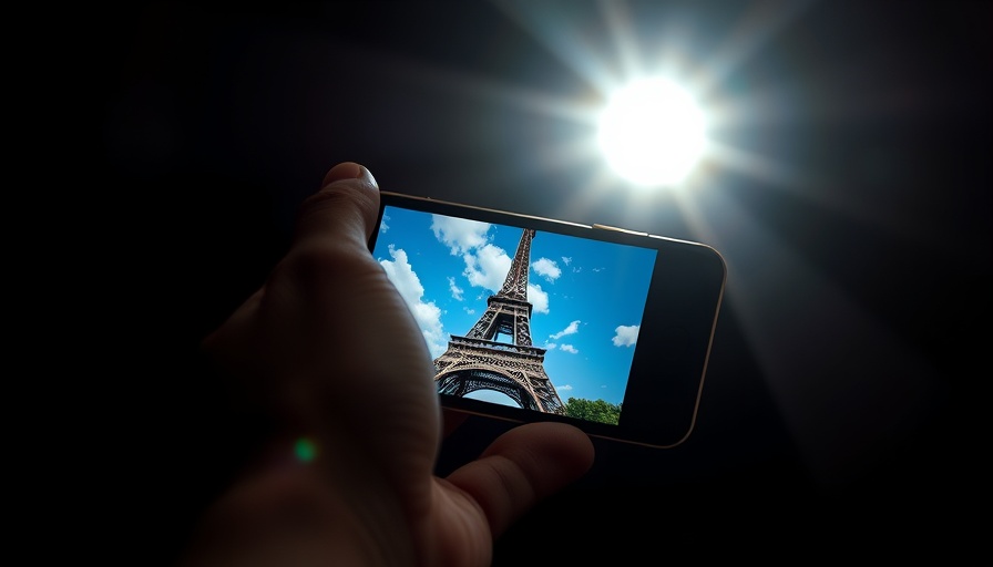Odyz Travel Photos Visual Passport with Eiffel Tower on phone.