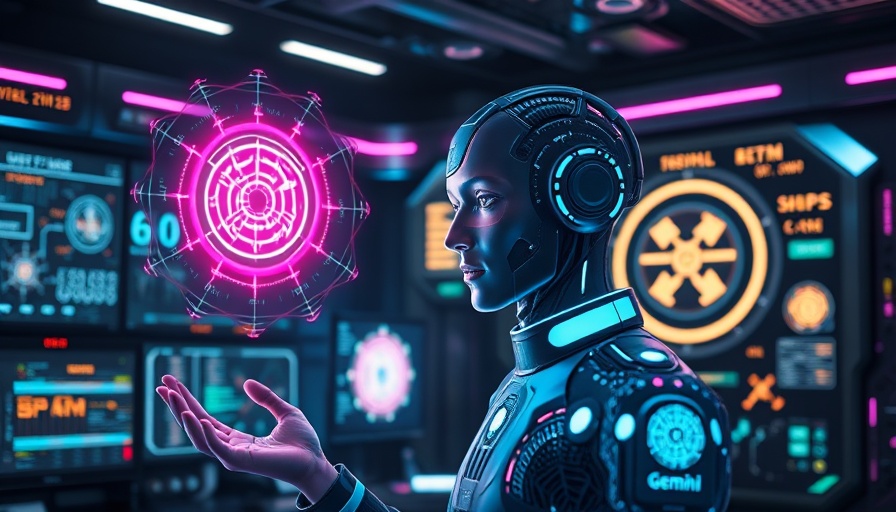 Futuristic AI agent with semantic kernel and Gemini holograms.