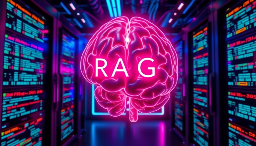 RAG on Semi-Structured Data visual concept with digital brain and data panels.