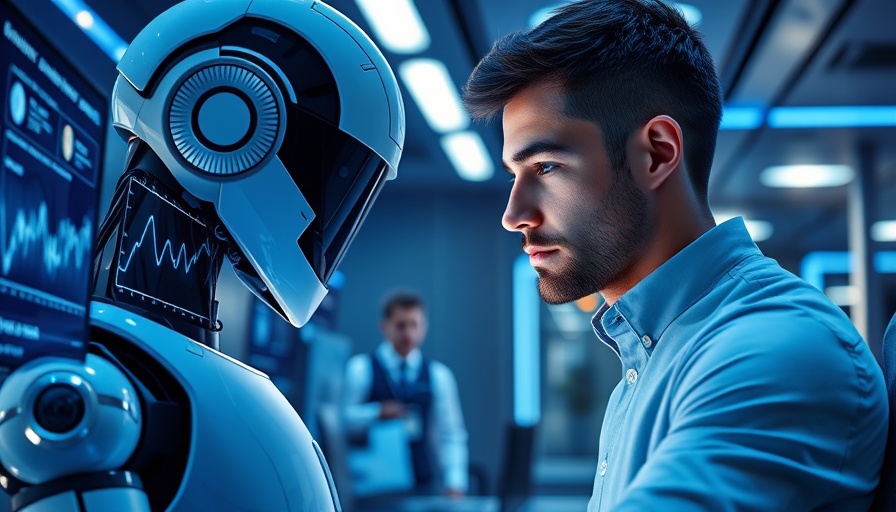 Advanced technology collaboration in modern office with humanoid robot and developer.