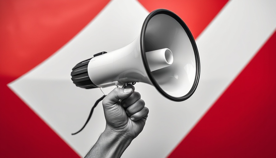Monochrome hand with megaphone symbolizing future of marketing and AI