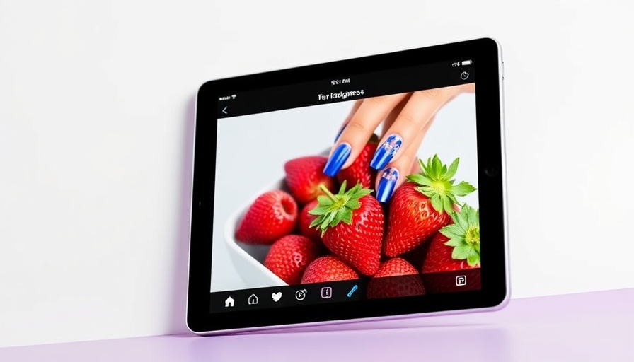 Instagram iPad App for Businesses showcasing strawberries photo.