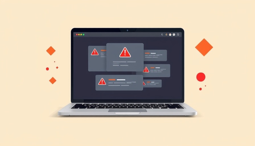 Laptop displaying spam emails with warning symbols, highlighting spam trigger words.