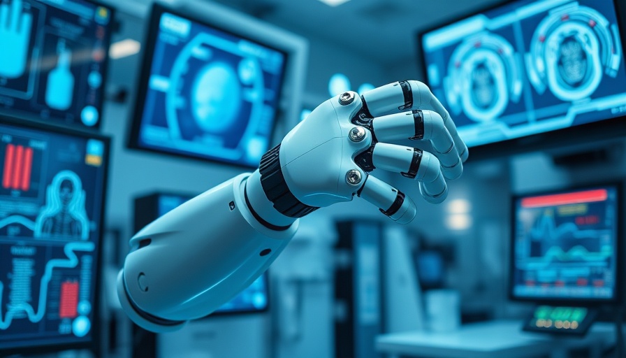 Biomni-R0 AI robotic arm conducting biomedical research in high-tech lab.