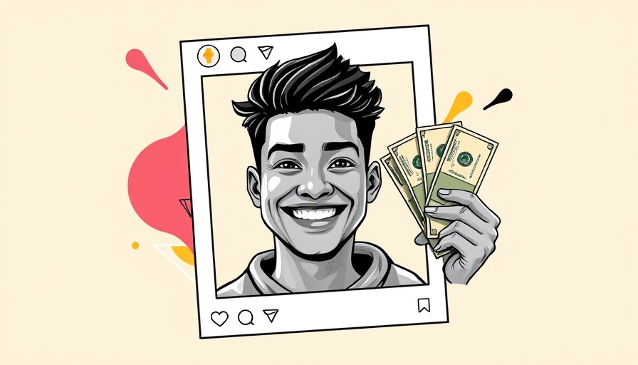 Instagram sponsorship concept with young man portrait and cash.