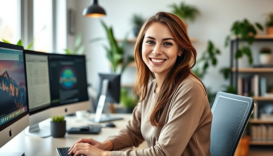 Young woman making money as a nano-creator in a home office.