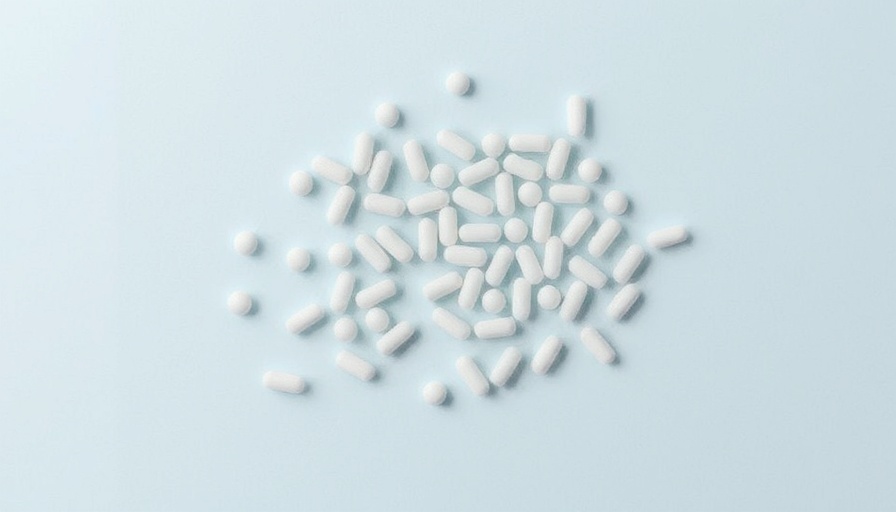 White pills scattered on a blue surface.