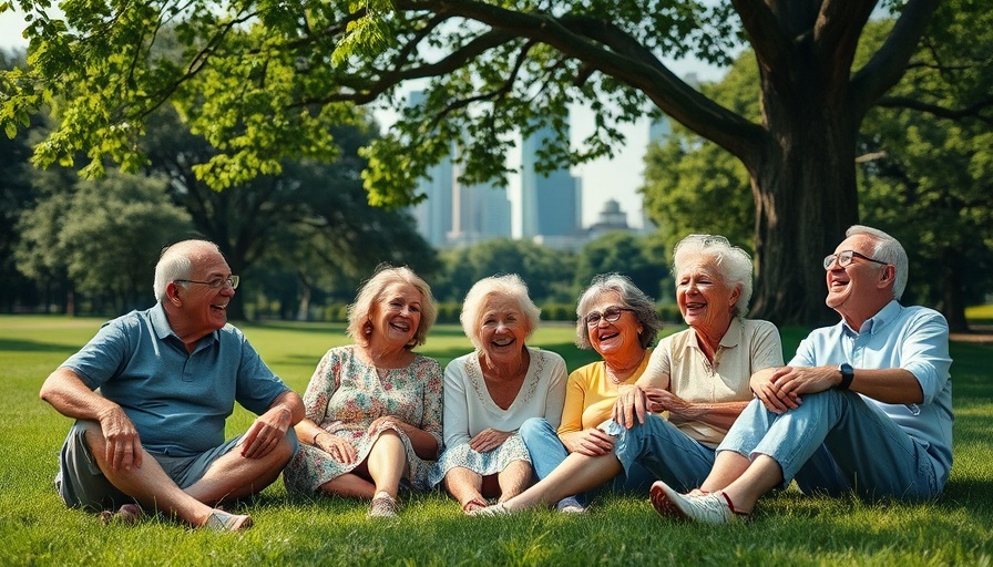 Elderly group enjoying a day in the park, promoting musculoskeletal health and healthy aging.