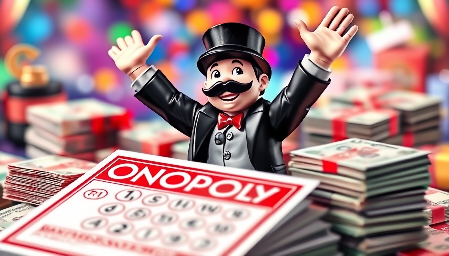 Monopoly lottery card $1 million prize showcased with vibrant colors.