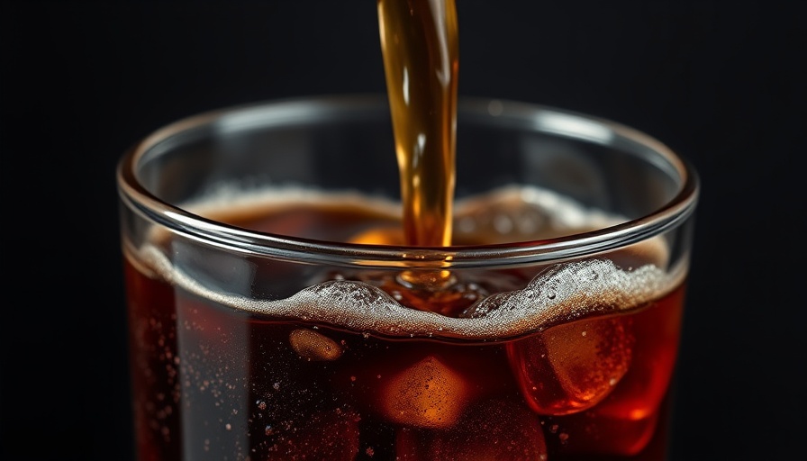 Close-up of cola pouring into a glass with bubbles forming on the surface, highlighting soft drinks fracture risk.