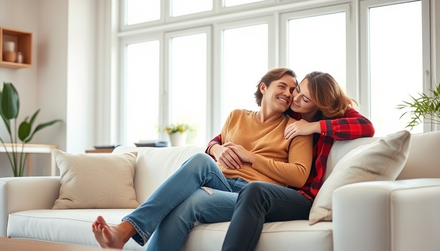 Daytime intimacy benefits: couple embracing on sofa.