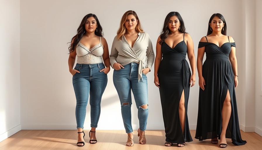 Stylish outfits under $35 for fuller figures in studio setting.