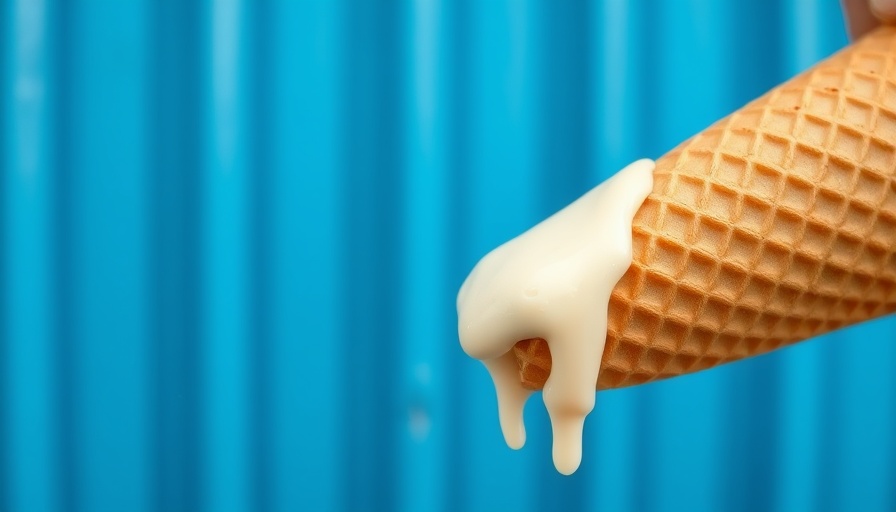 Melting ice cream cone in hand with blue background, symbolizing summer sex drive dip.