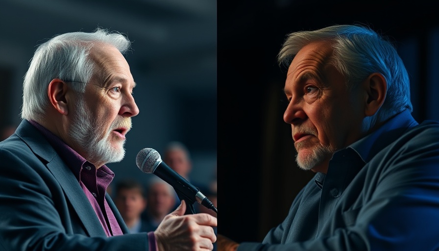 Debate on vaccine misinformation with contrasting expressions of two men.
