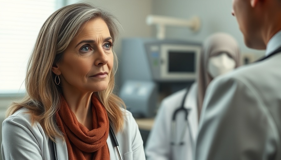 Patient discussing neck pain with a physician, chiropractic care for trapped nerve.