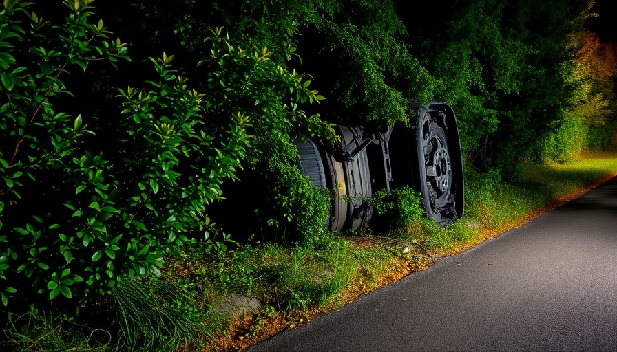 I-95 rollover crash in Attleboro with vehicle in foliage at night