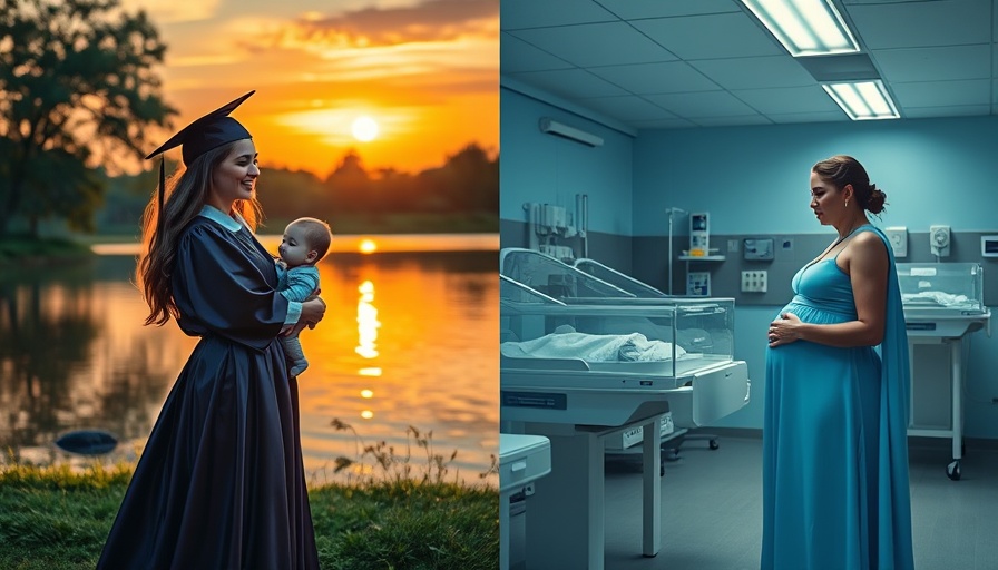 Juxtaposition of personal and hospital scenes illustrating birth.