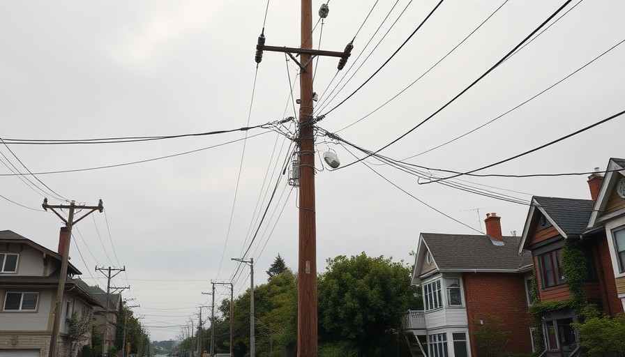Utility pole in Revere neighborhood, highlighting utility pole requests.