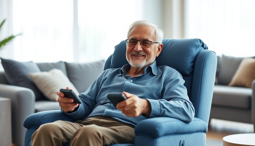 Elderly man using Vocic AX10 lift chair in a modern living room.