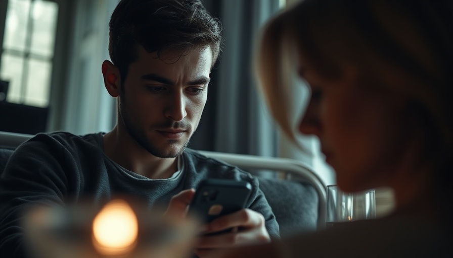 Somber young couple experiencing emotional distance in a living room.