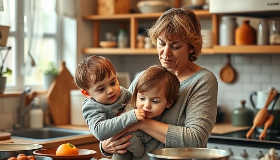 Middle-aged woman looks overwhelmed in a cluttered kitchen, illustrating financial anxiety of new homeowners.