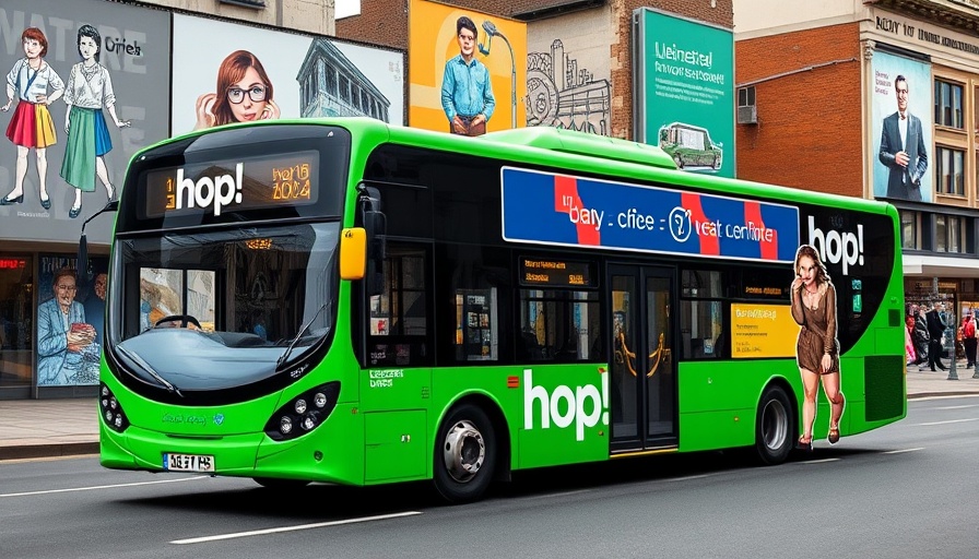 Green bus in Leicester showcasing free bus service in urban setting.