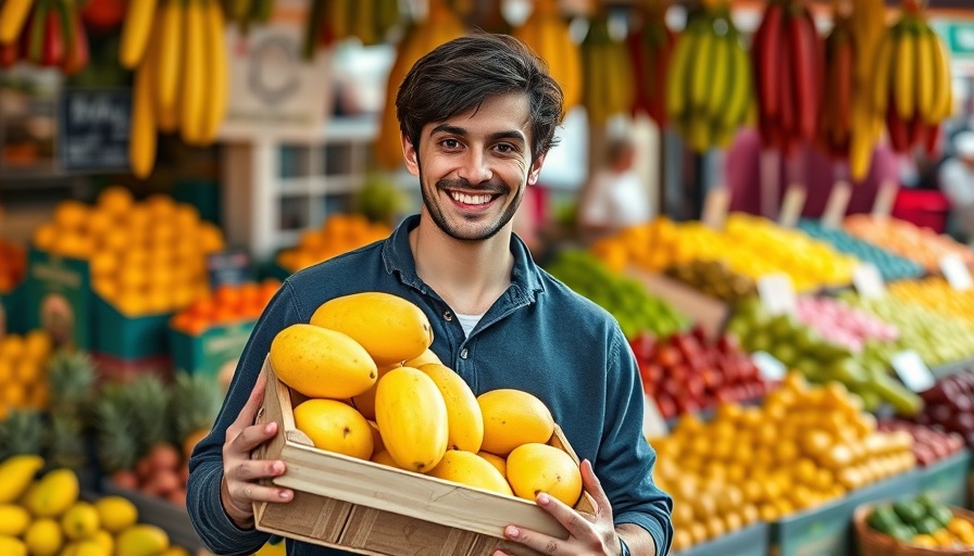 South Asian mangoes in Leicestershire fruit stand display.