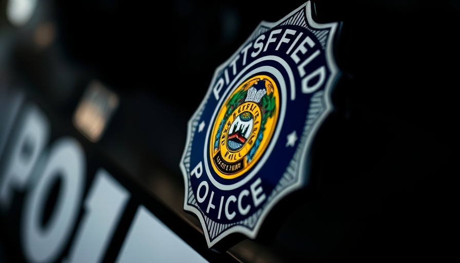Pittsfield police badge on vehicle related to pedestrian accident.