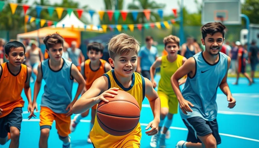Springfield summer basketball festival with young players practicing dribbling.