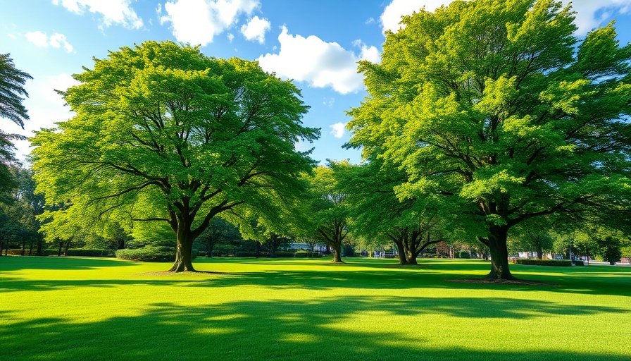 Lush park landscape highlighting benefits of aerating and dethatching lawn.