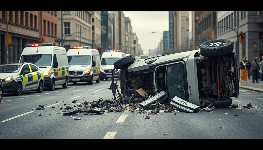 Scene of a car accident in Leicester with overturned vehicle, related to attempted murder arrest.