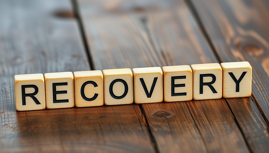 Wooden blocks spelling 'RECOVERY' on rustic table, symbolizing a healthy lifestyle after addiction.