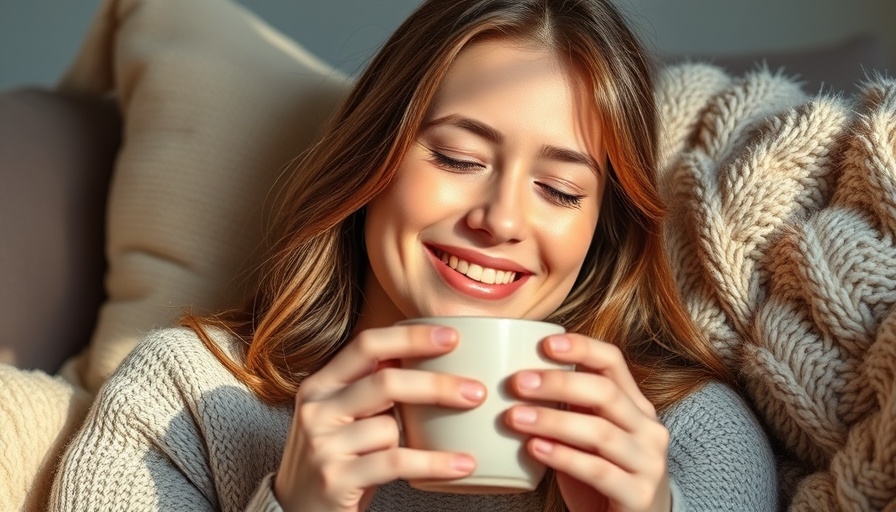 Relaxed young woman enjoying a warm beverage in a cozy setting, day to yourself.