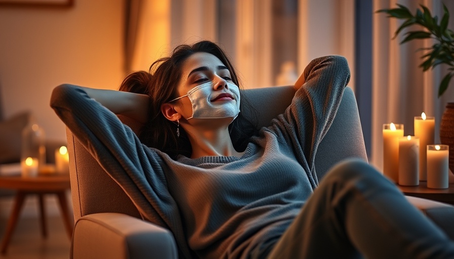 Young woman enjoying a simple evening routine with a face mask in cozy room.