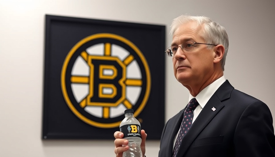 Bruins GM thoughtful stance during press event.