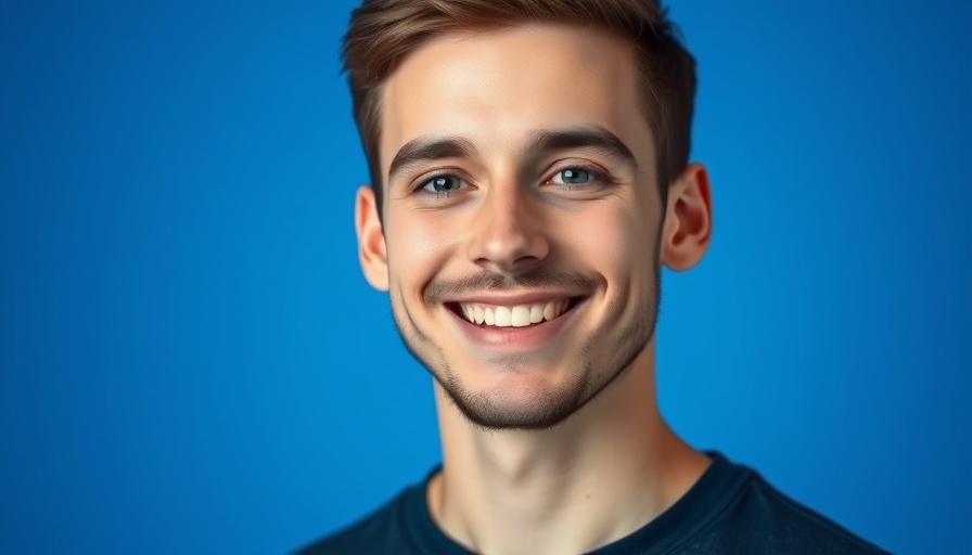 Portrait of missing adult with autism against blue background.