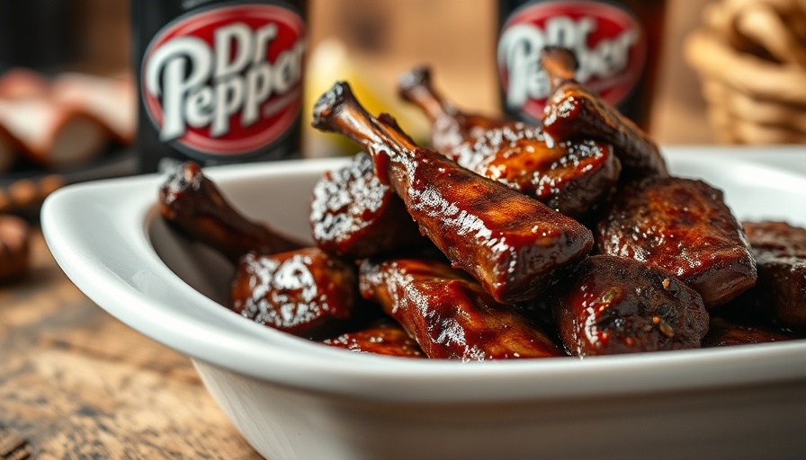 Dr Pepper Grilled Steak Tips in a white dish with a Dr Pepper can in the background.