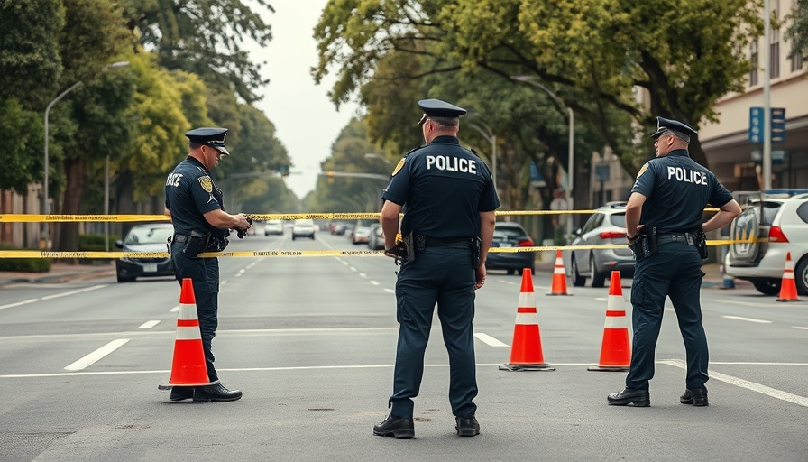 Police officers investigating road accident scene in Leicester.