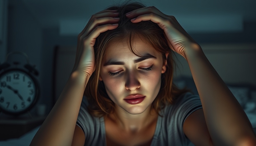 Exhausted woman suffering from sleeplessness in dim room.