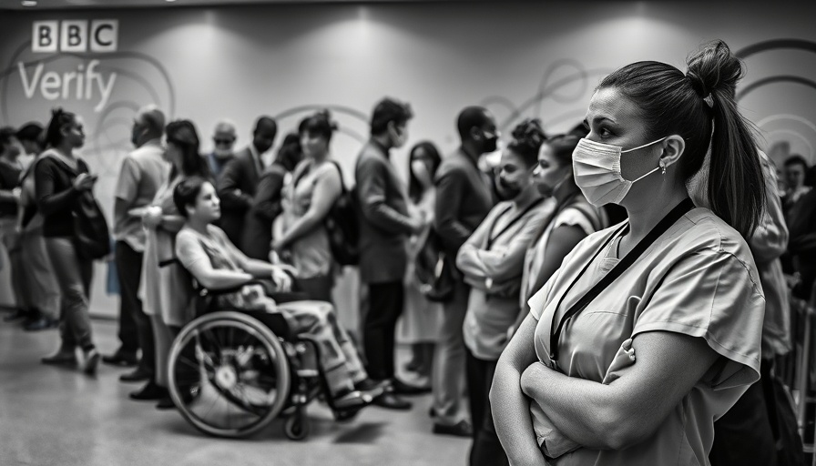 NHS hospital waiting times Leicestershire depicted with people in line.