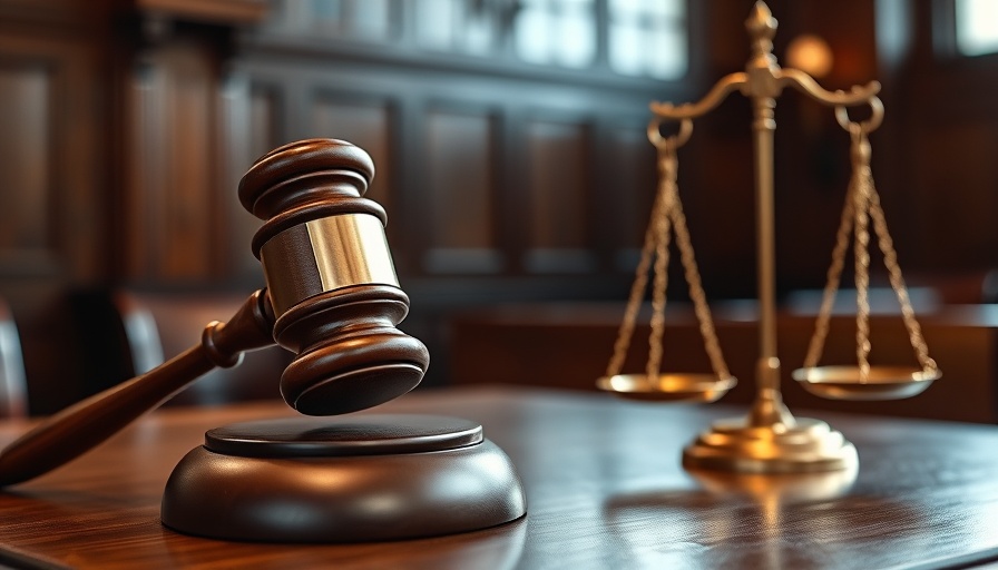 Courtroom with gavel and scales, Pittsfield man case headline.