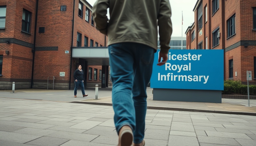 Leicester Royal Infirmary entrance with hospital sign