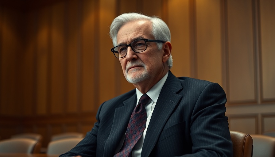 Distinguished older man in a suit pondering during a hearing.