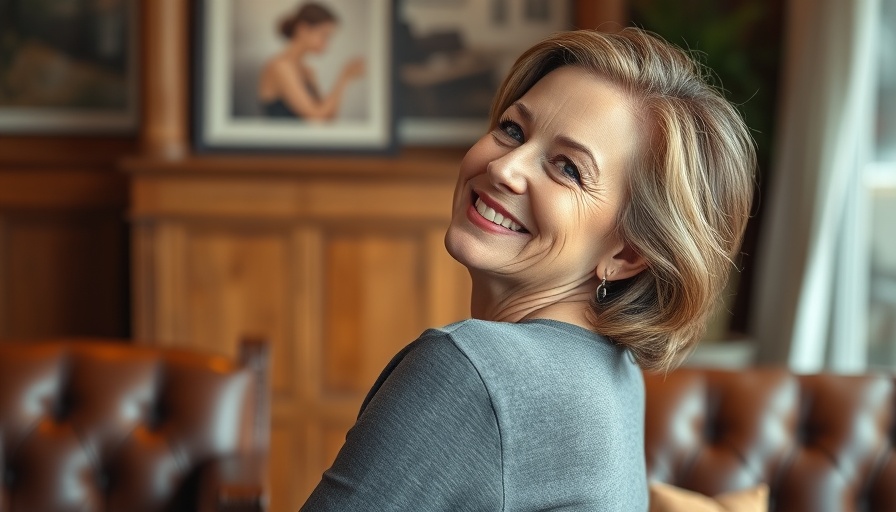 Smiling middle-aged woman enjoying relaxation, highlighting healthy habits after 40.