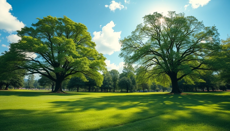 Expansive lawn with trees perfect for aerating and dethatching