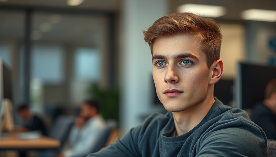 Young man looking focused in an indoor setting.