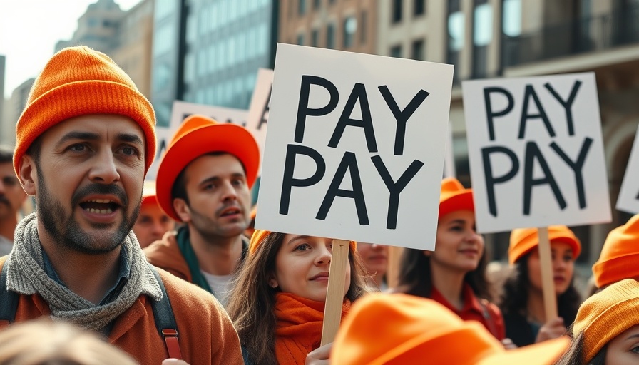 Group of people in orange hats holding signs about pay, Resident doctors pay dispute.